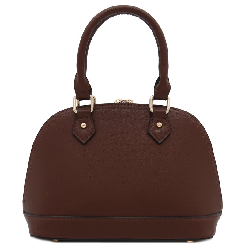 FashionPuzzle Zip-Around Classic Dome Satchel (Coffee) - Image 5